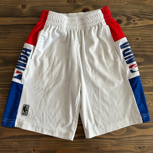 Boys NBA White Red Blue Athletic Shorts Size S 8 Mesh Polyester Basketball